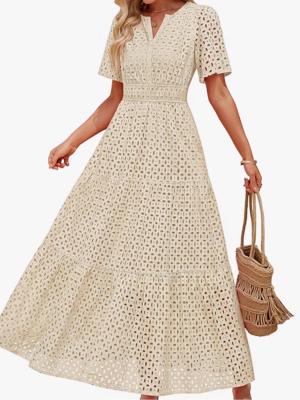 Taupe short sleeve maxi sundress